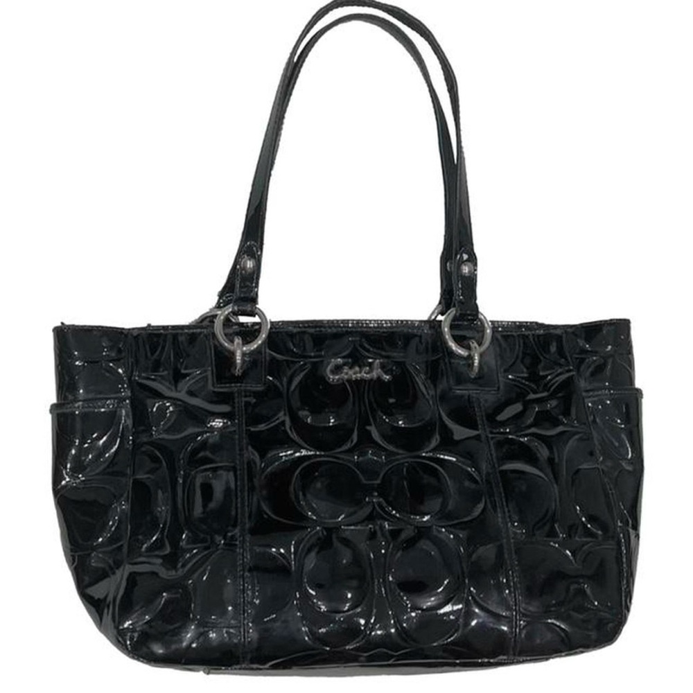 Vintage Authentic Leather Coach Monogram Shoulder Bag